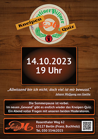 Unser Kneipenquiz ist aus der Sommerpause zurück!